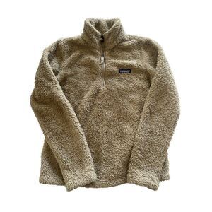 Patagonia Los Gatgos Beige Fleece 1/4 Zip Sweater Women's Small